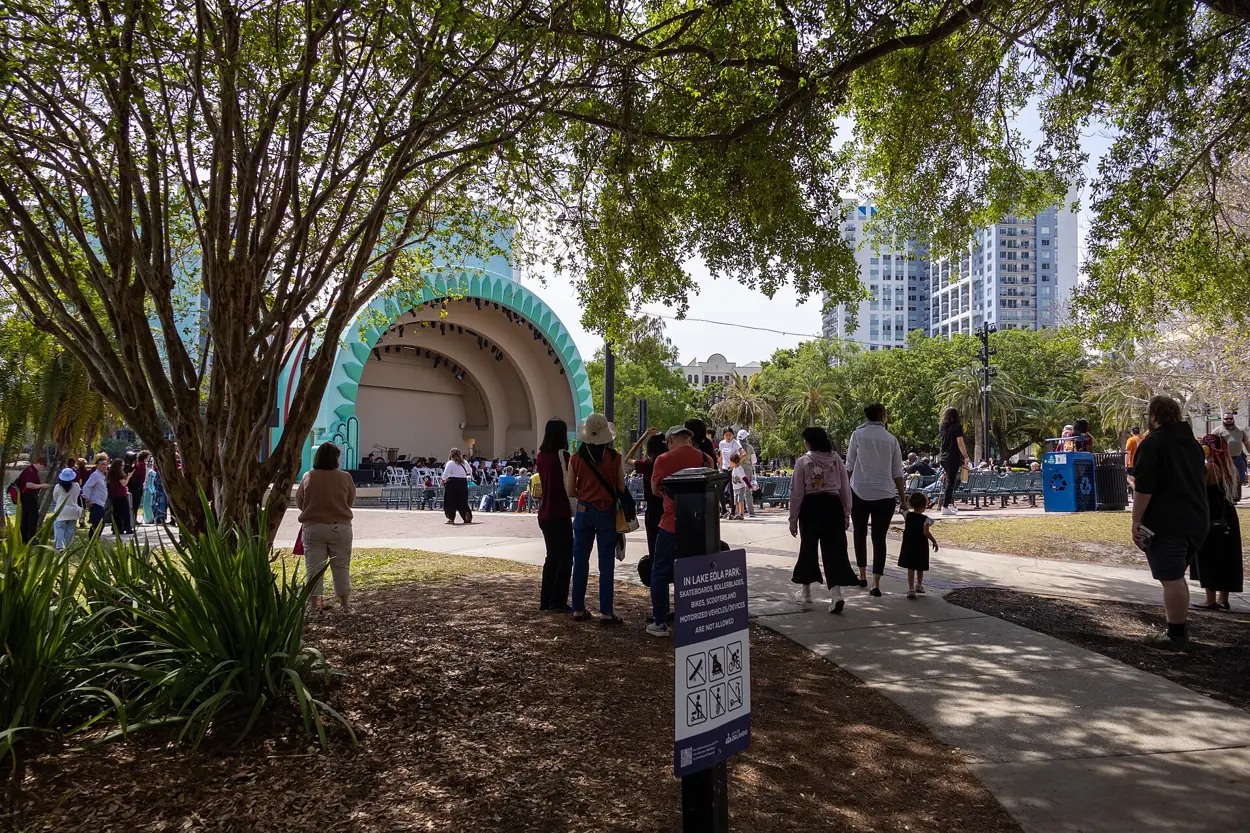 A concert at the Walt Disney Amphitheater in Lake Eola Park, downtown Orlando