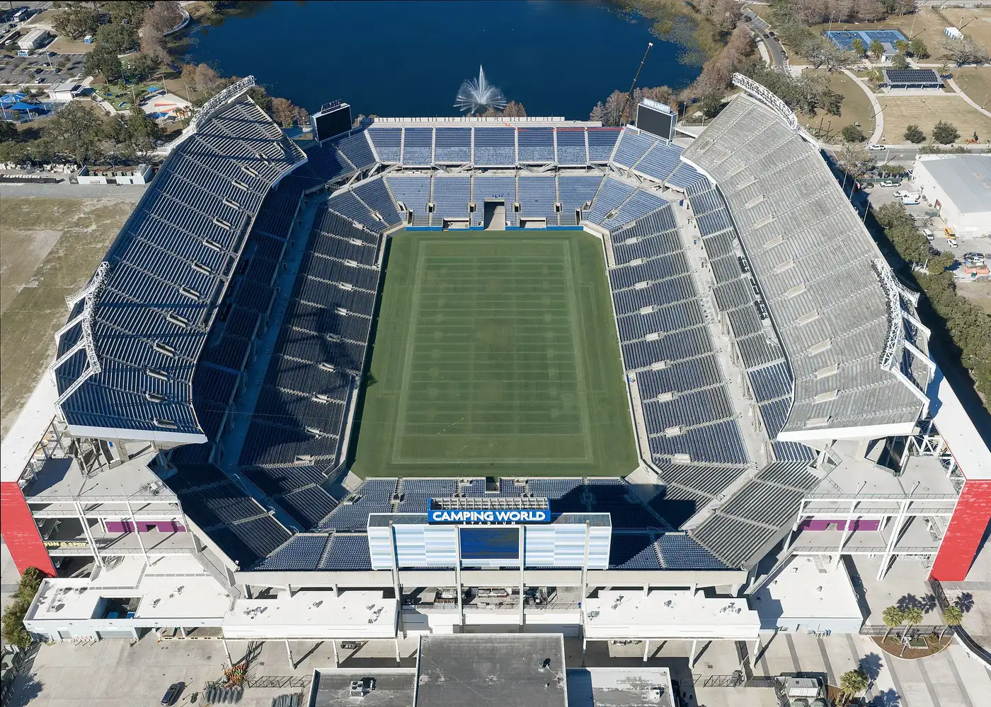 An aerial view of Camping World Stadium in Orlando