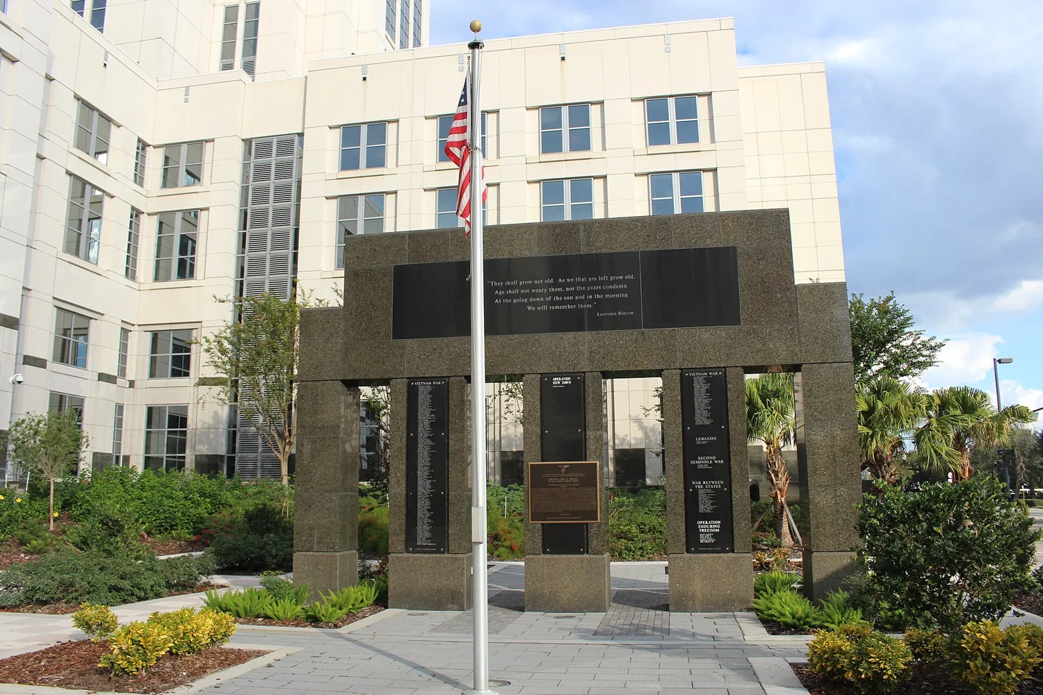 The Orange County Veterans Memorial beside the Orange County Courthouse in downtown Orlando