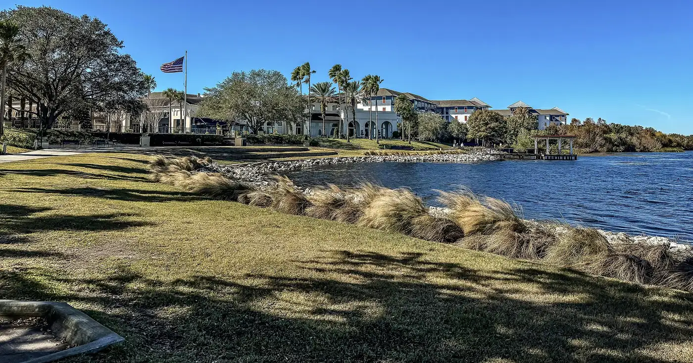 Homes along the shore of Lake Baldwin in Orlando's Baldwin Park neighborhood