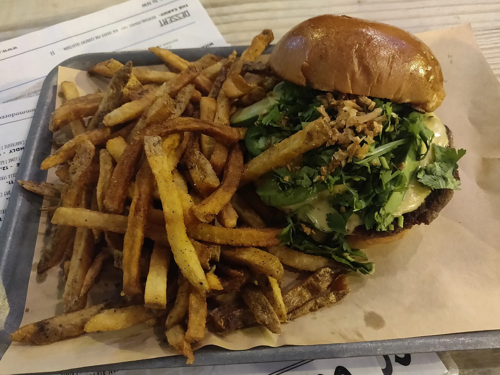 A cheeseburger and fries. The photo was not taken at an Orlando restaurant.
